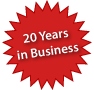 Graphic: Celebrating 20 years in business.